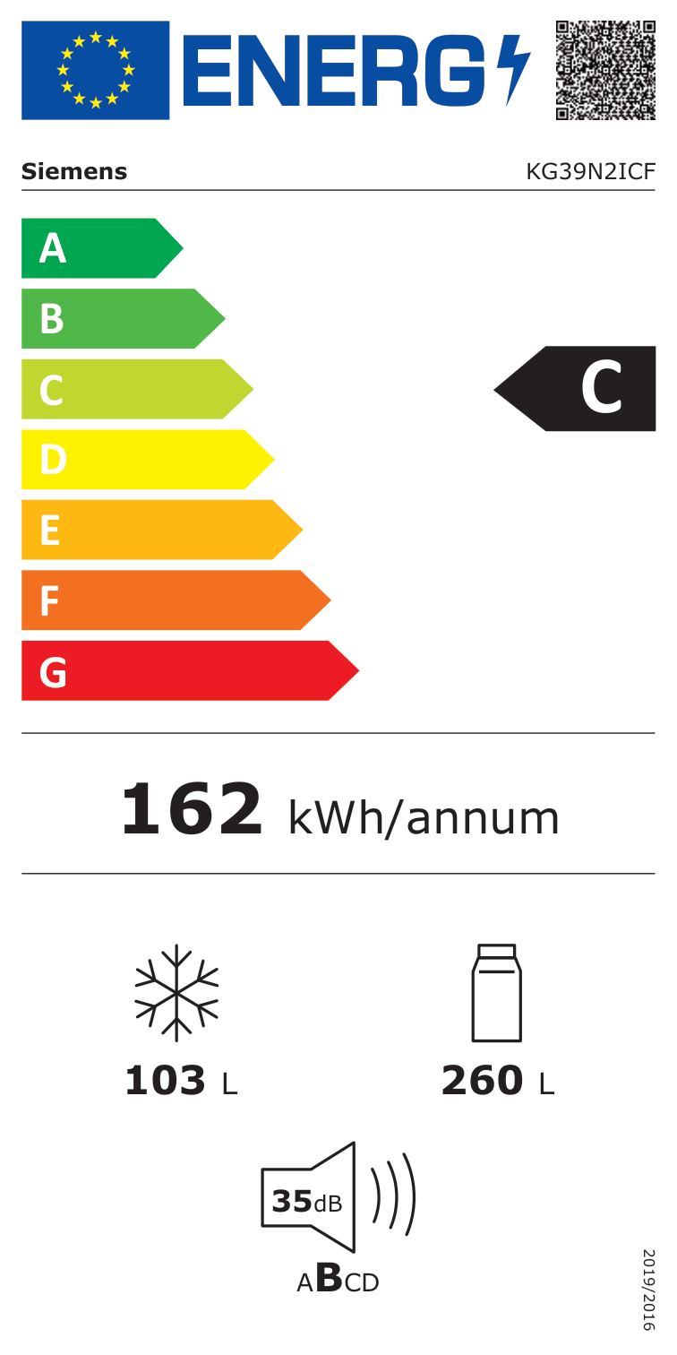 Outlets SIEMENS KG39N2ICF Kühl-Gefrier-Kombination 363 l Nutzinhalt WW