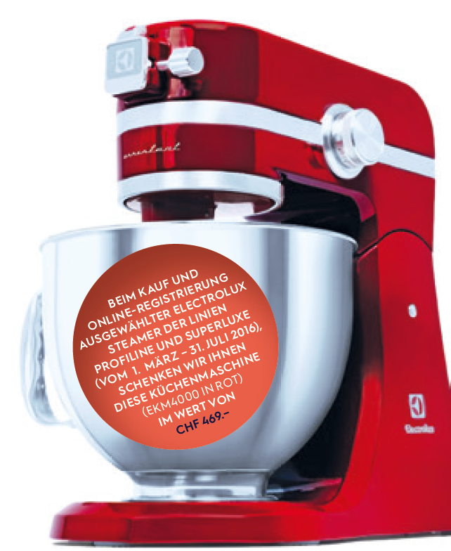 Electrolux Aktion: Küchenmaschine EKM4000 geschenkt zu Electrolux Steamer